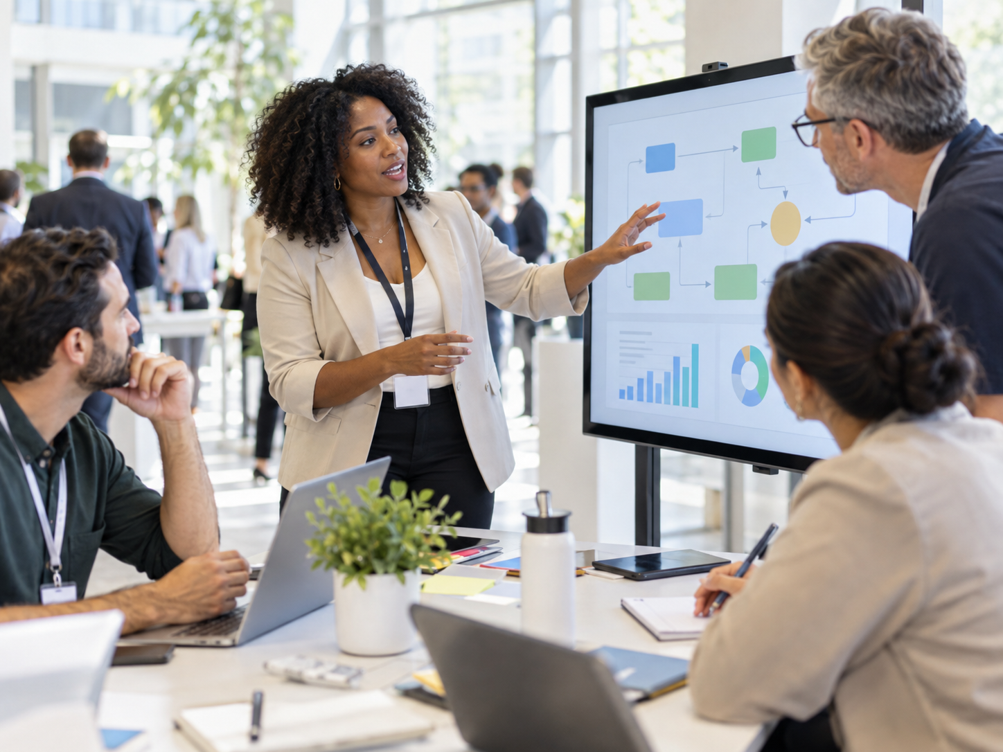 Team working together in a meeting